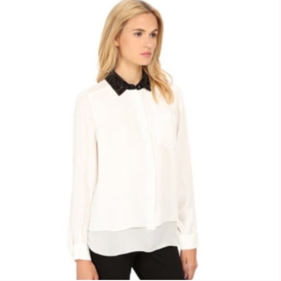 Kate spade button up sequin collar blouse XS - Picture 6 of 16